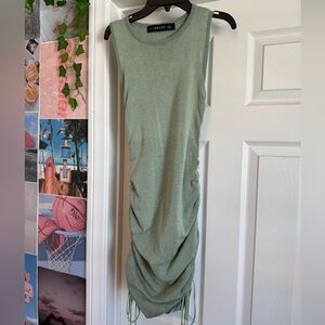 Sage green ruched mini dress